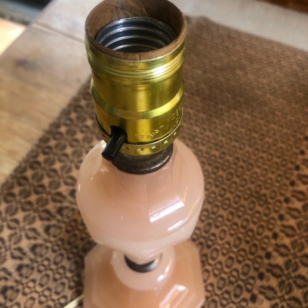PINK ALABASTER LAMP. VINTAGE Pink Glass Lamp Base